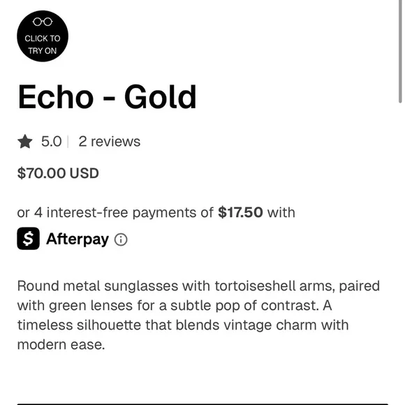 Chic Otra “Echo” Gold and Black Sunglasses - Picture 13 of 13